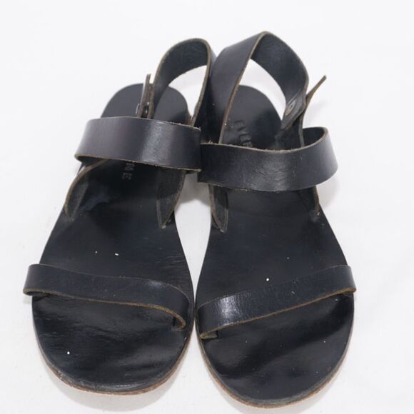 Everlane Black Leather Two Strap Sandals, Size 7 - Picture 1 of 8